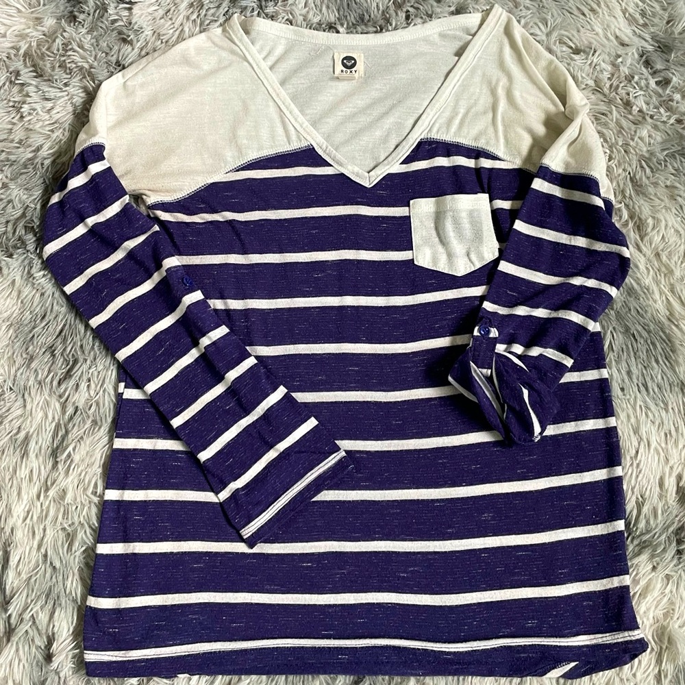 Roxy Striped Long Sleeve Top/Size Med